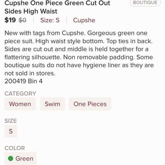 Cupshe Green One Piece Cutout High Waist S… - Picture 8 of 8